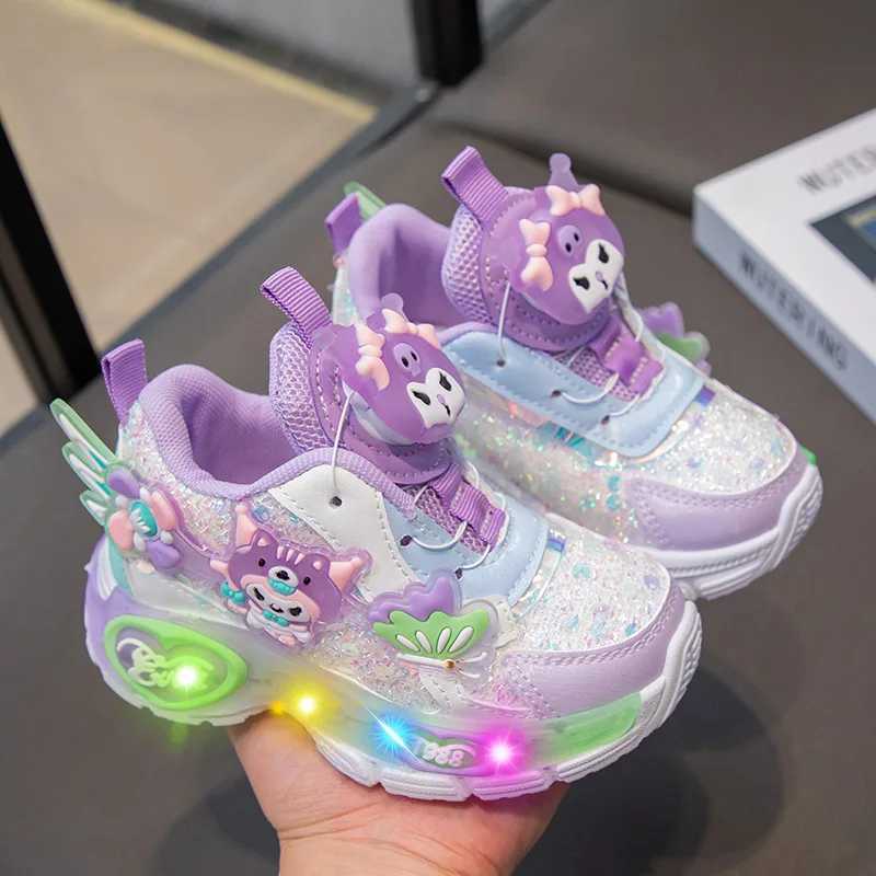 Athletic Outdoor Childrens shoes LED lights cartoon girls sports shoes anti slip Tn childrens running shoes sports shoes girls luminous shoes H241019