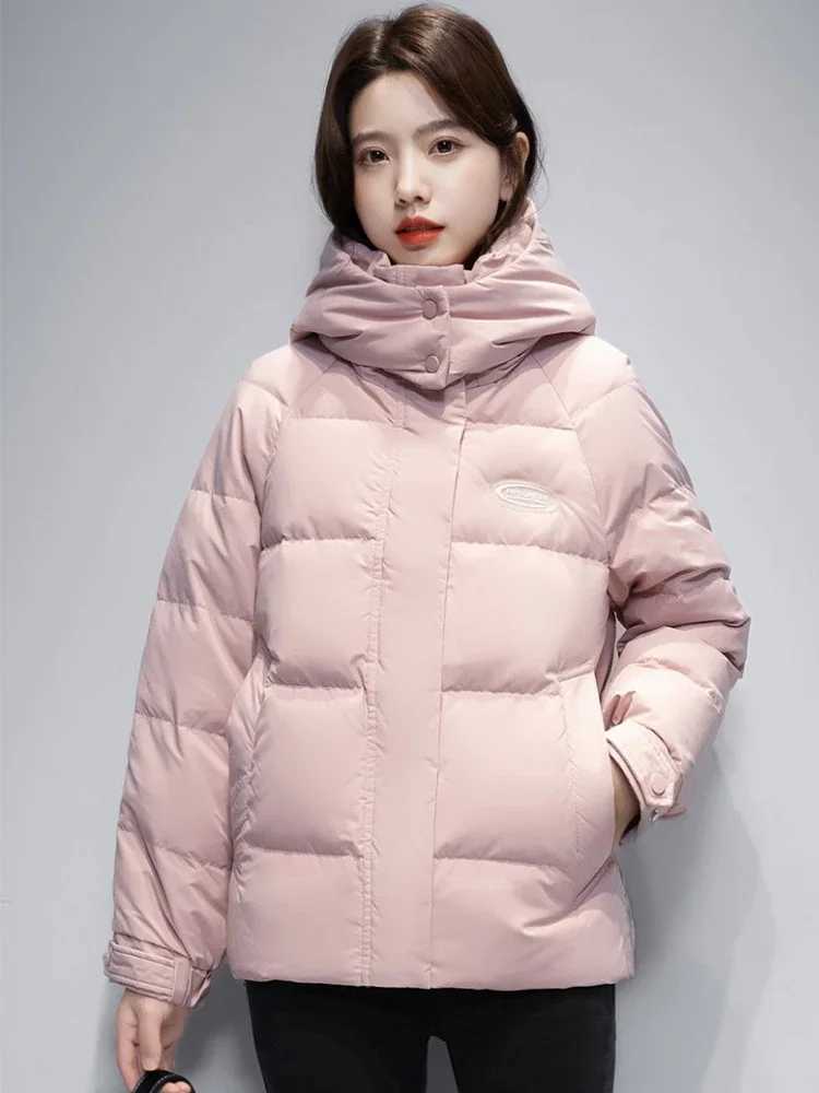 Women Korean Thick Warm Down Cotton Puffer Jacket Long Sleeve Hooded Parka Winter Coat Pockets Solid Plus Size Loose OvercoatX2410