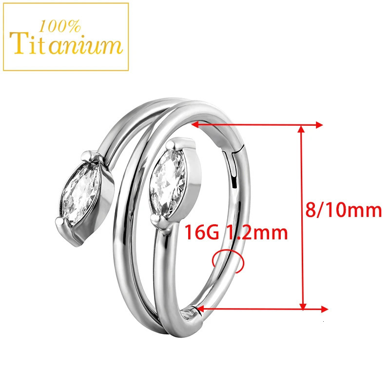 Piercing Earrings ASTM F136 Ear Stud Horse Eye Zircon Snake Nose Ring Cartilage Helix Clicker Conch Tragus Hoop Jewelry 241007