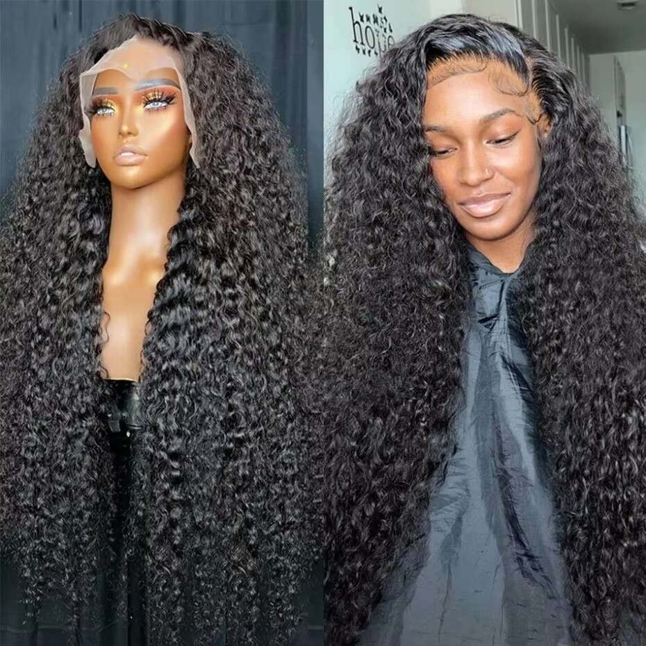 Wave x Deep HD Transparent Lace Frontal Wig Curly Front Human Hair For Women Pre Plucked Closure