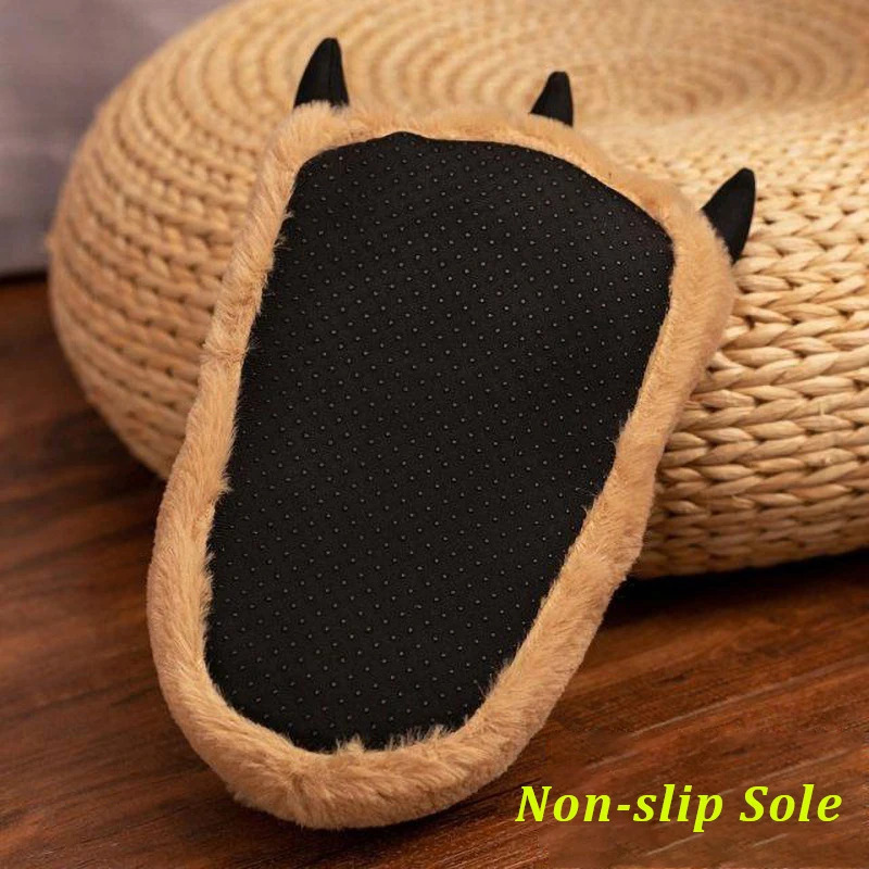 Womens and Girls Winter Slippers er Christmas Animal Slippers Bear Claw Thick Fur House Shoes 241018
