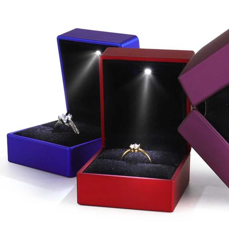 High end luxury heart-shaped LED wedding ring box with display screen storage jewelry decoration box ring pendant bag birthday W241019