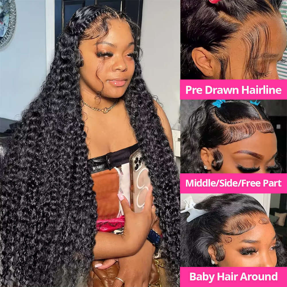 250% 40inch Curly 13x6 13x4 Frontal Wigs For Women Water Wave 360 HD Full Lace Wig PrePlucked 100% Human Hair CEXXY