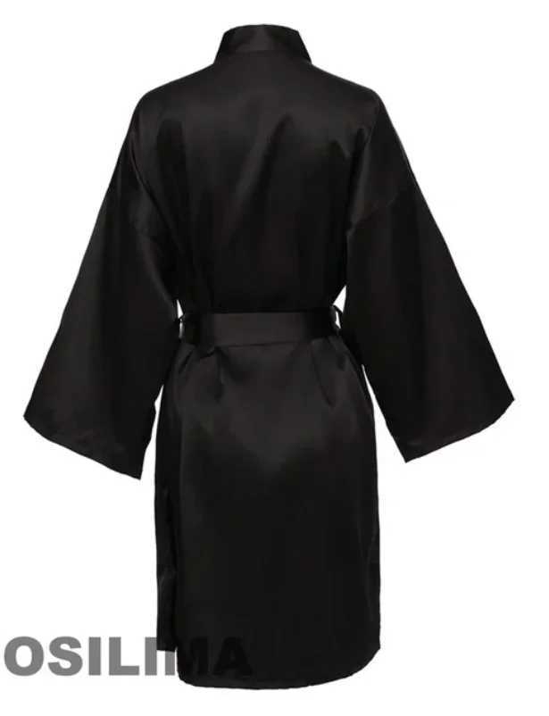 Wedding Party Team Bride Robe With Black Letters Kimono Satin Pajamas Bridesmaid Bathrobe SP2000XJ241018