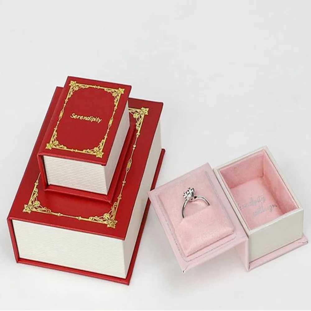 Page flipping book shaped jewelry earrings rings necklaces storage boxes gift packaging paper boxes display jewelry portable organizers W241019