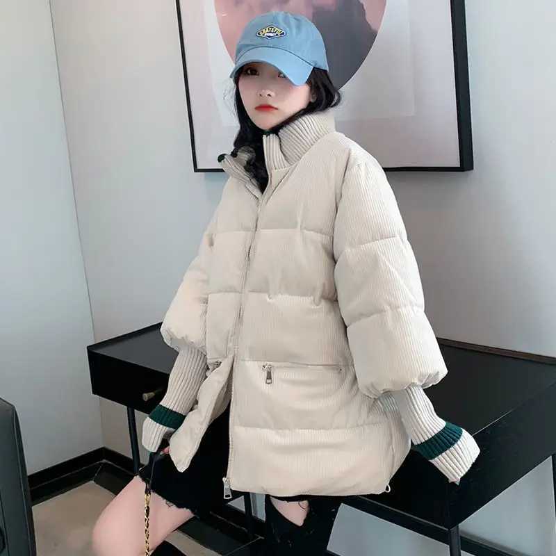 Women's Down Parkas Fashion Bubble Coat Winter Corduroy Parka Women Oversized Short Jacket Winter Autumn Female Puffer Jacket Parkas Mujer 2023 N