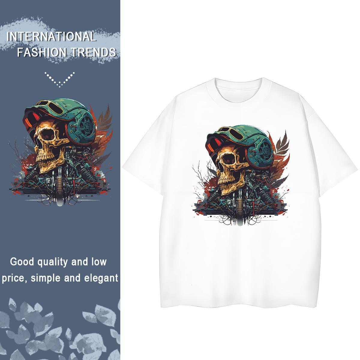 TOP Quality Womens T Shirts 230g Pure Cotton Breathable Crew Neck Casual Sport skull Women Tees Soft Cartoon Floral Printing Clothes