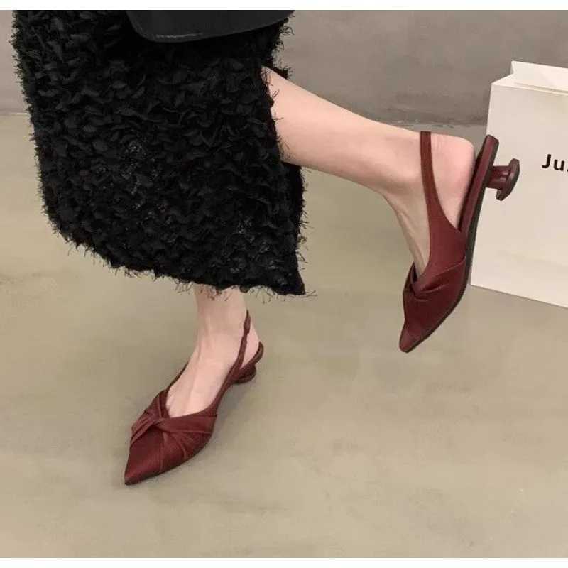 Fashion shoes for women single pedal pump angle toe bow tie sexy dress party shoes womens shallow high heels Y241019