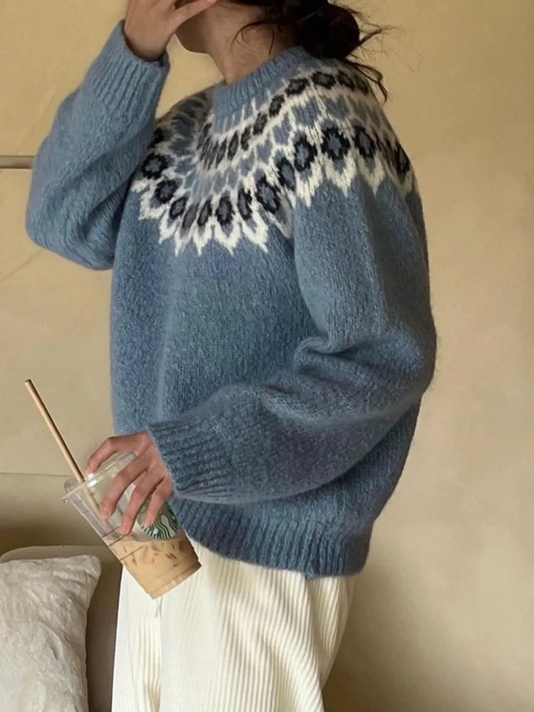 Autumn/Winter Comfortable Thick Womens Sweater Casual Loose Fit Round Neck Womens Sweater All in One 241019