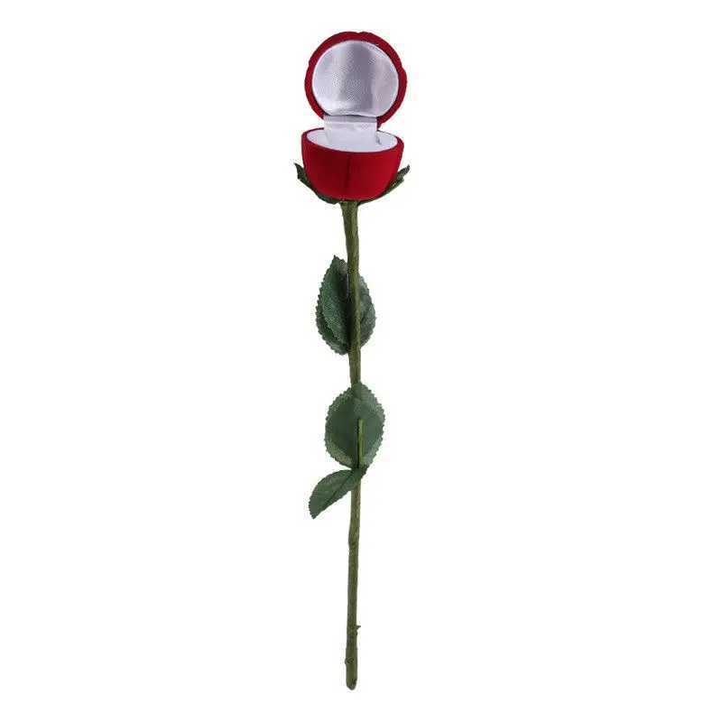 New portable 3D red rose bead treasure box wedding ring gift box earring storage display stand earring box 1 piece W241019