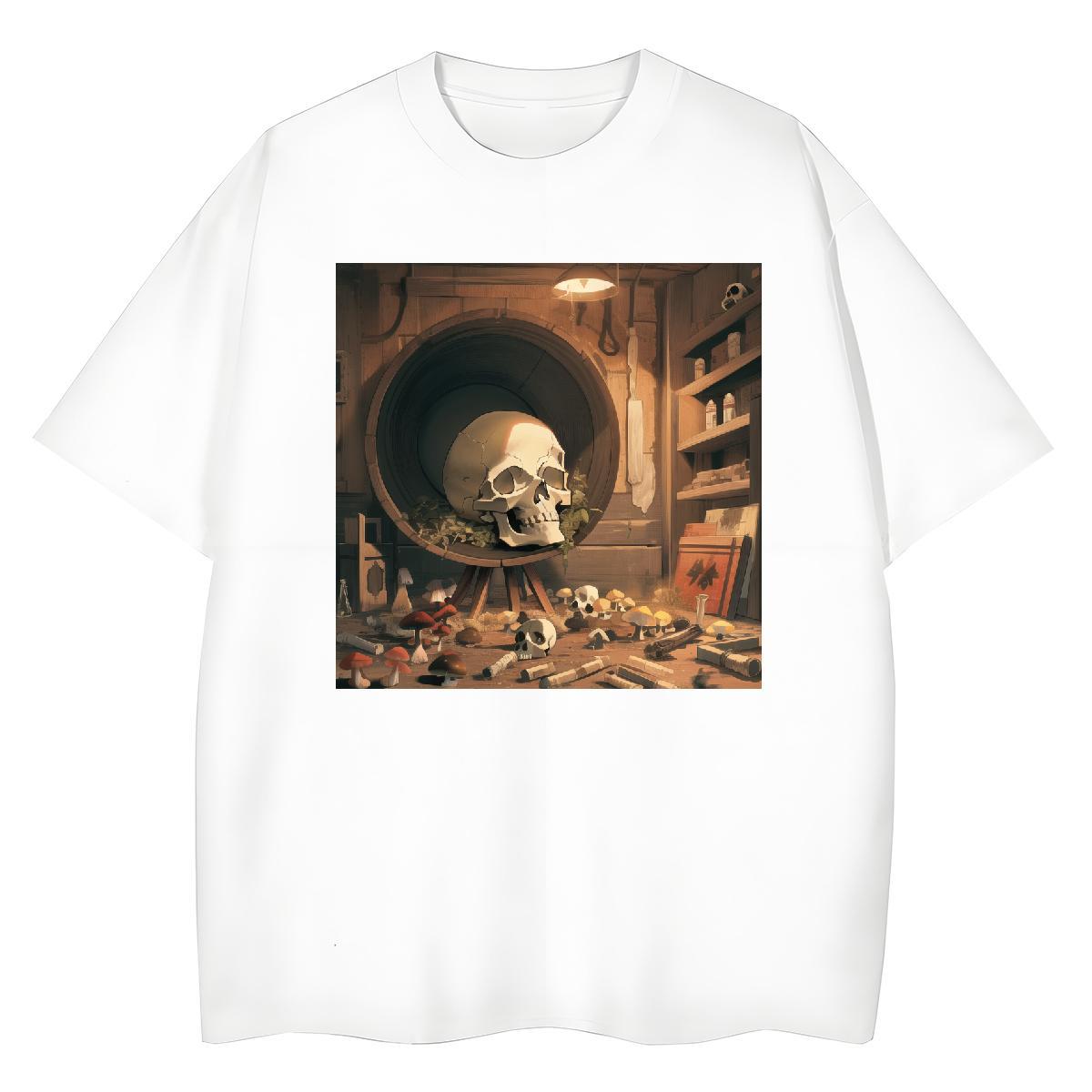 Stylist T-Shirts 100% Cotton 230g Crew Neck Street skull Couples T Shirts 5A Anime Oversized Polos