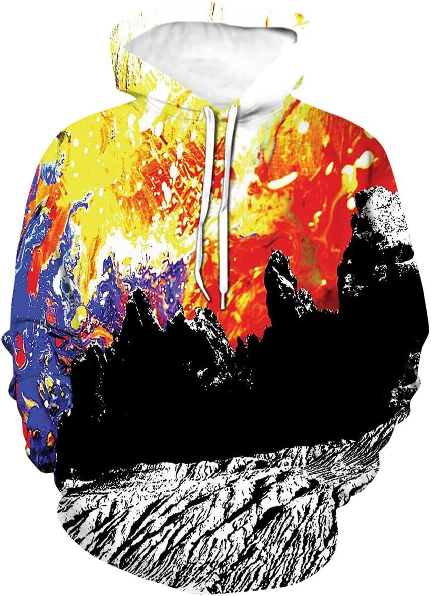 Hoodie for Mens Womens Trippy Funny Sweatshirt Novelty Art Pattern Hoodie Graphic Hoodies sweatshirt Pullover Long Sleeve breathable