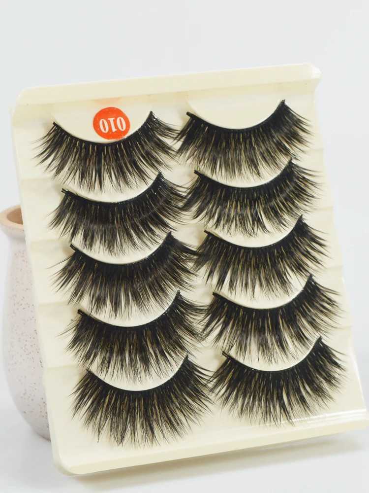 False EyeLashes 1 Box 5 Pairs Thick Black False Eyelashes Makeup Tips Natural Smoky Makeup Long Fake Eye Lashes 10XJ241019