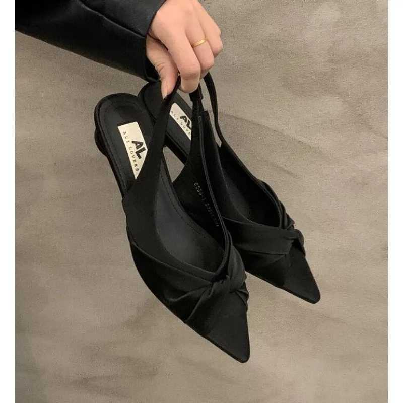 Fashion shoes for women single pedal pump angle toe bow tie sexy dress party shoes womens shallow high heels Y241019