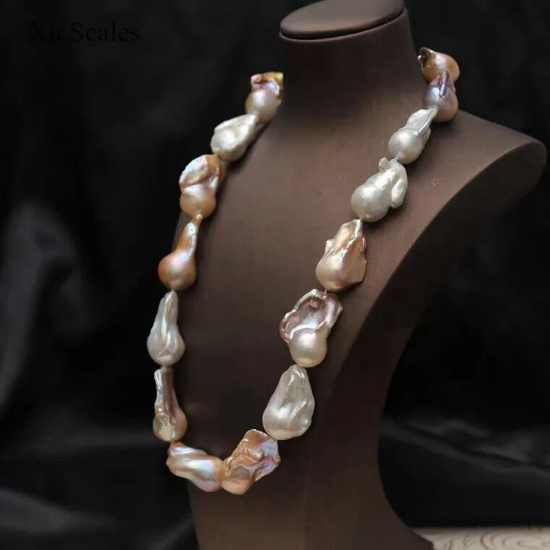 Natural Freshwater Baroque White Multicolor Mixed Pearl Bead Necklace European and American Fashion High end Jewelry 241018