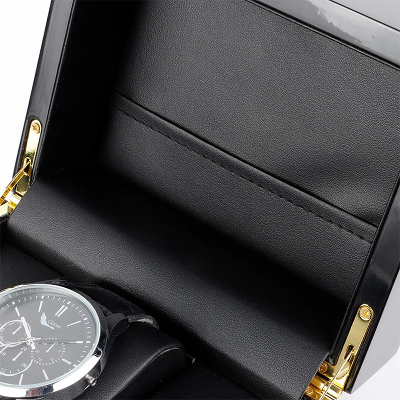 Piano paint smooth all black box watch storage medium density fiberboard wooden box watch jewelry organizer packaging box gift box customization 24101