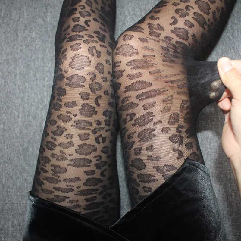 Socks Hosiery Women Sexy Thin Transparent Silky Pantyhose Gothic Black Sexy Vintage Leopard Animal Pattern Shr Tights Seamless Stockings Y2408330SHGE