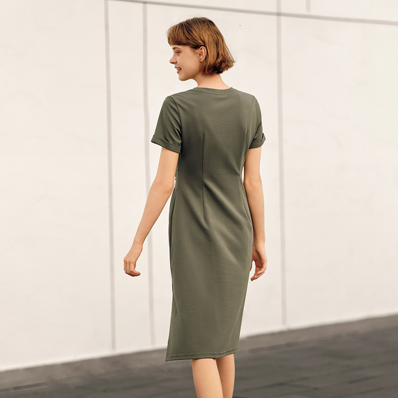 Semir Women Vintage Casual Midi 2024 Summer New Letter Print Split T-Shirt Dress