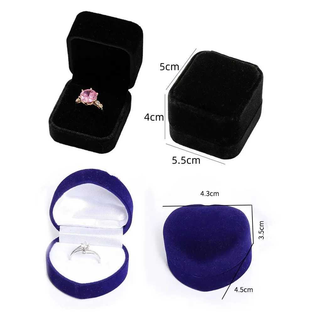 Hexagonal velvet jewelry ring box used for display storage organizer earrings wedding rings gift packaging with detachable lid box W241019