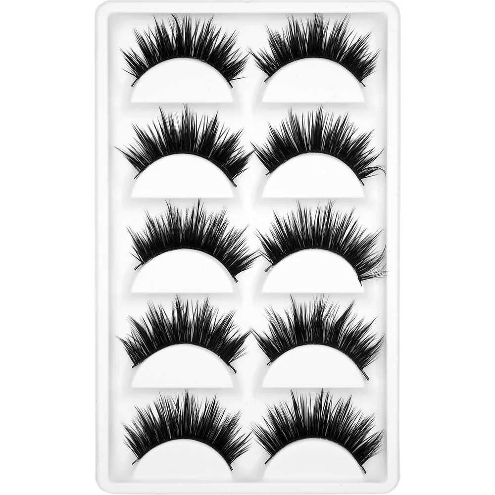 Kimcci 5pairs Mink Eyelashes Natural Long 3D Mink Lashes Soft Handmade Faux Lashes Makeup False Eyelash Fake Cilia Cilios ToolsXJ241019