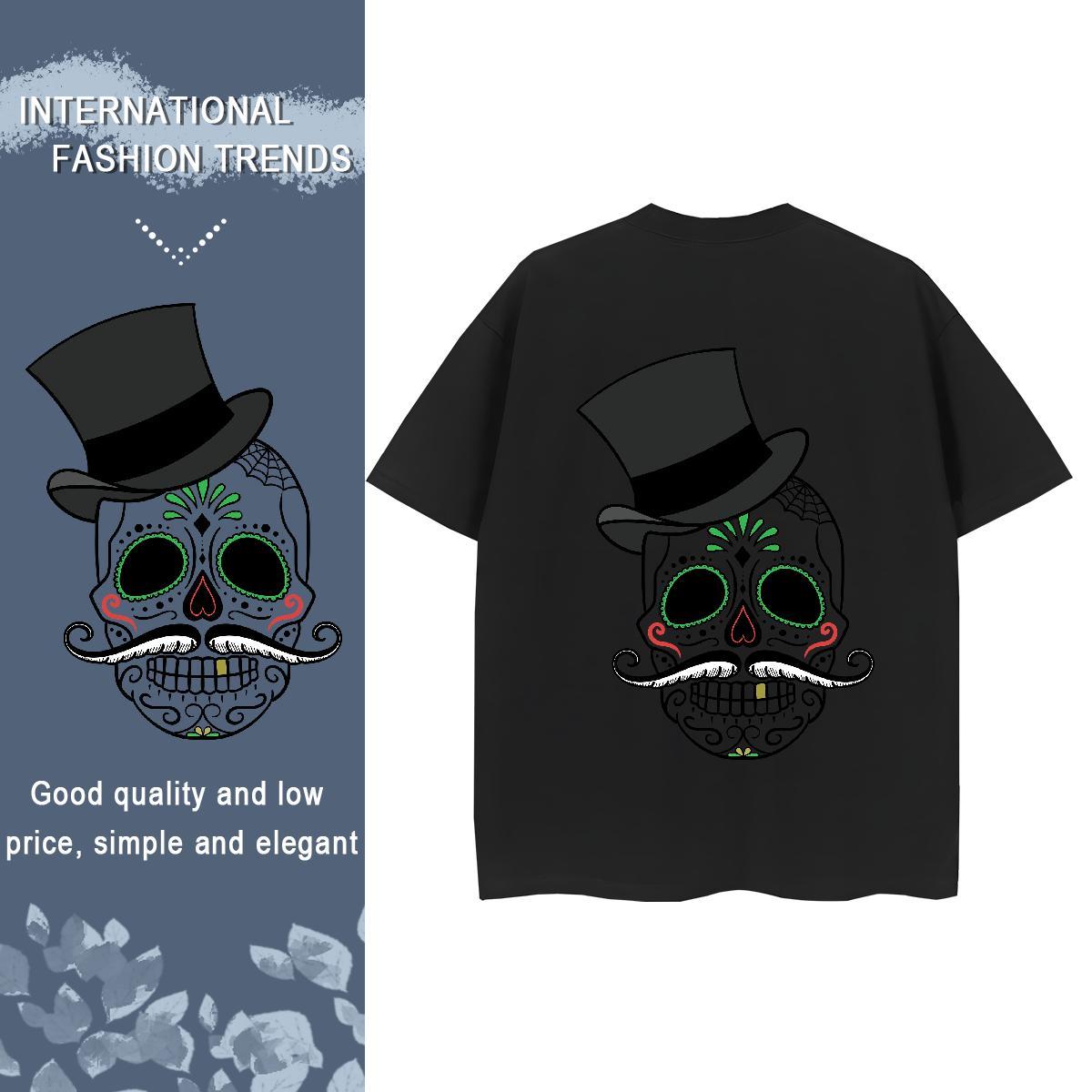 New Arrival Womens T Shirts 100% Cotton 230g Breathable Short Sleeve Sport skull Unisex Tshirts Designer Nice DIY Printed Clothings