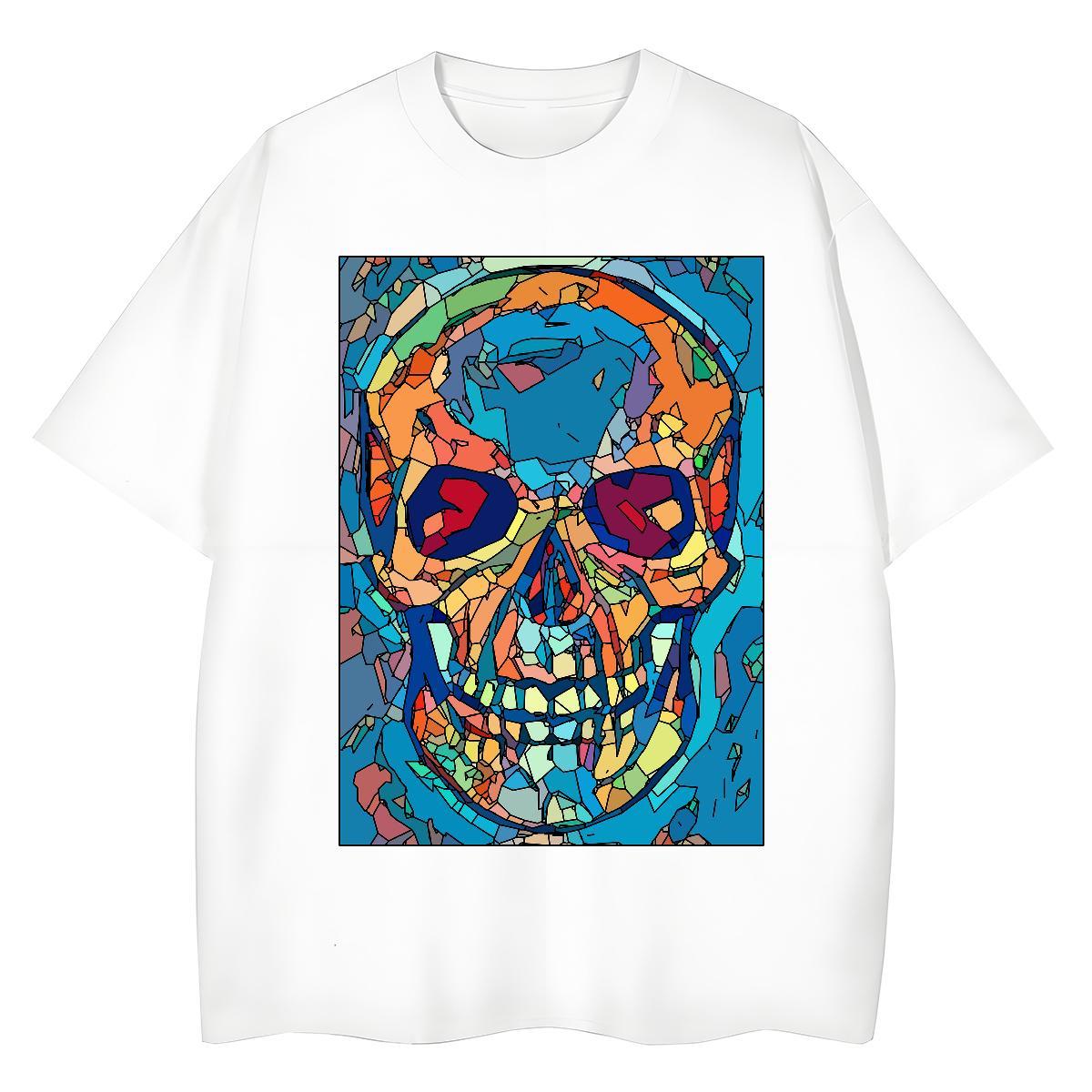 Fashion Casual Woman T Shirts 100% Cotton 230g Crew Neck Breathable Daily Wear skull Women Tshirts Designer Black Oversized Clothes Shirt