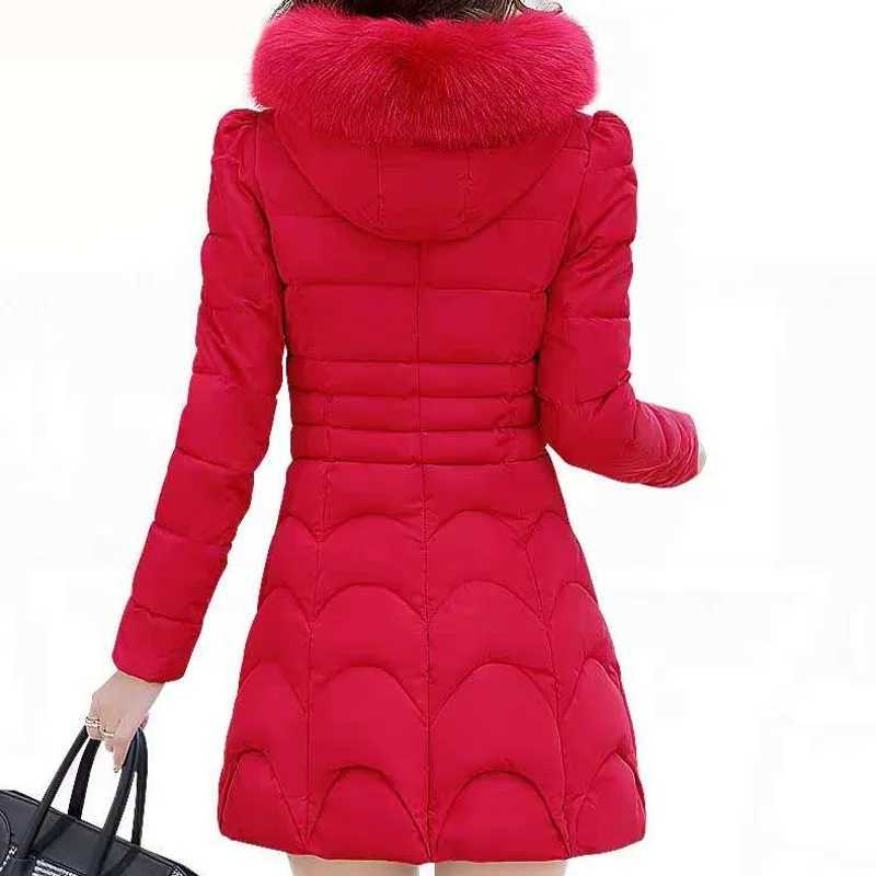 2024 Winter Jacket Women Parka Fashion Coat Wool Liner Hooded Parkas Slim with Fur Collar Warm Snow Wear Padded Clothes QY159X241019