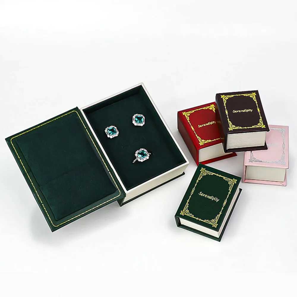 Page flipping book shaped jewelry earrings rings necklaces storage boxes gift packaging paper boxes display jewelry portable organizers W241019