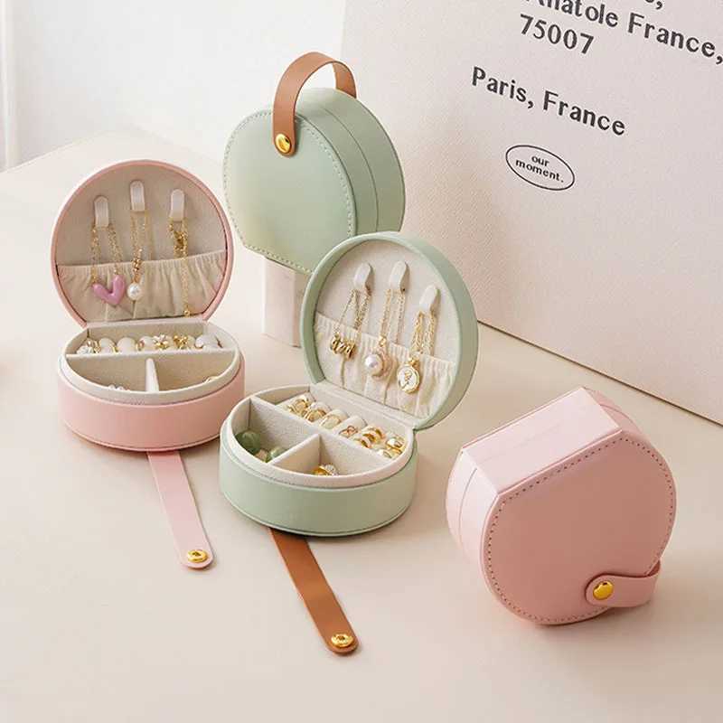 Mini Jewelry Organizer Showcases Travel Jewelry Boxes Earrings Rings Portable Handbags Jewelry Boxes Leather Storage W241019