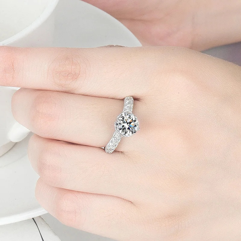 Silver Rings for Women With Side Red Stones Round Engagement Wedding Ring 241010