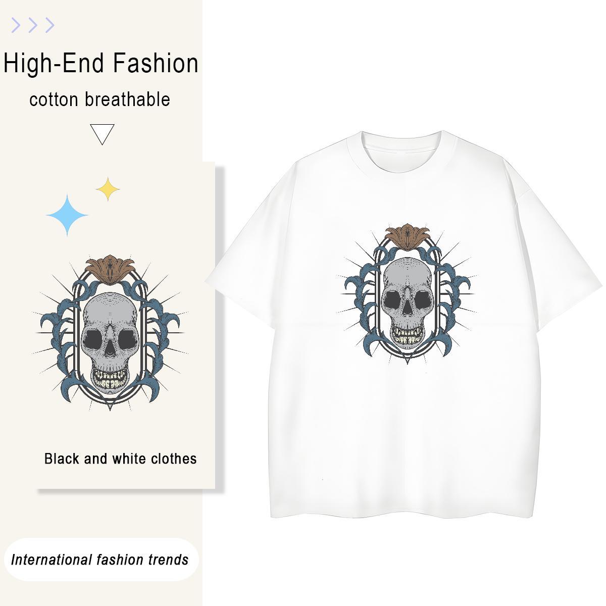 New Arrival T Shirts Women 100% Cotton 230g Round Neck Short Sleeve Summer Casual skull Woman Tshirt Designer Nice Oversized L-4XL Tee Shirt