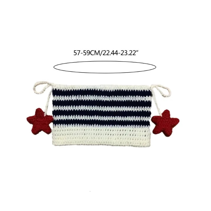 Y2K Crochet Stripe Pattern Handmade Cat Ear Hat Soft Winter Warmer Knitted Hat Cold Winter Presents for Students Teenagers Gorra 241007
