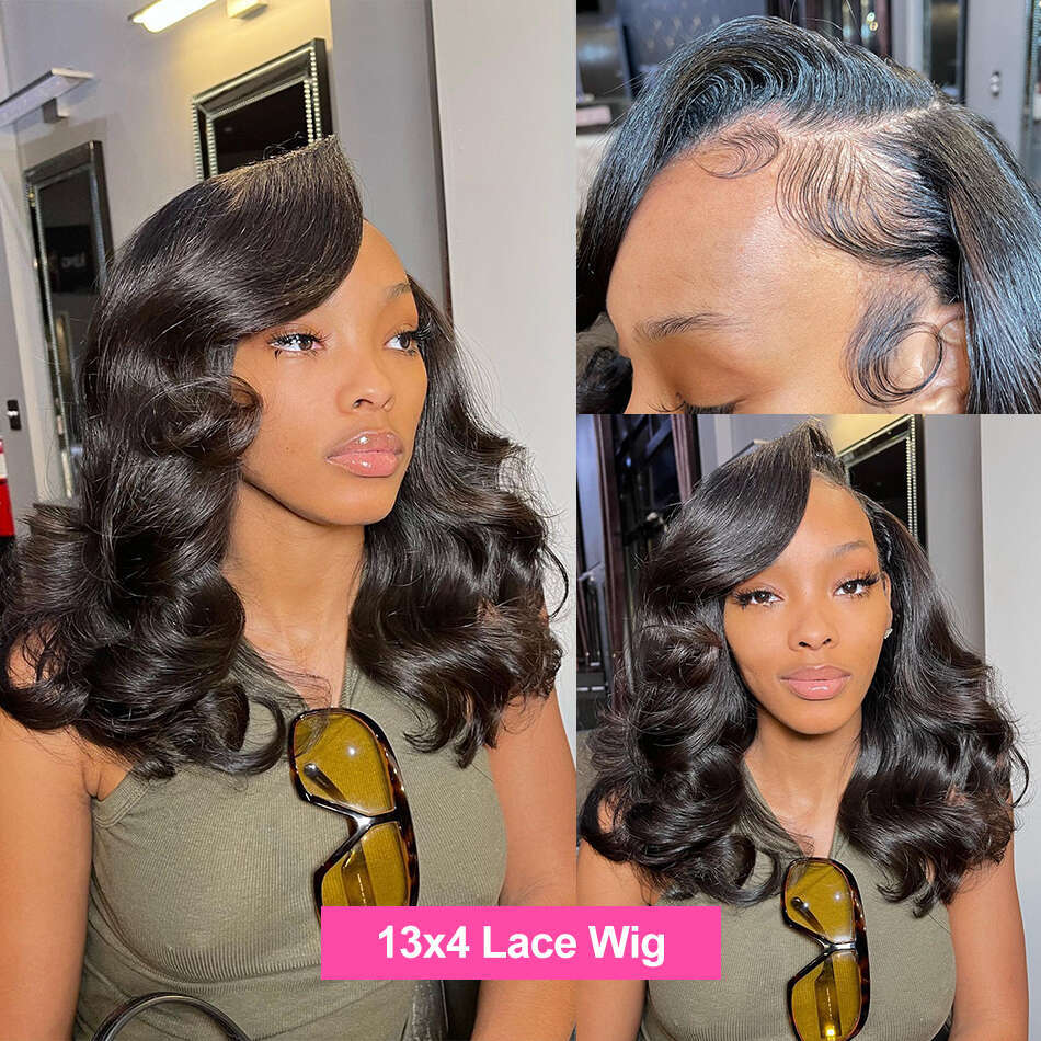 Rosabeauty 250% 13x6 Short Body Bob 13x4 Water Wave Lace Frontal Human Hair Wigs 5x5 Closure Wig For Women