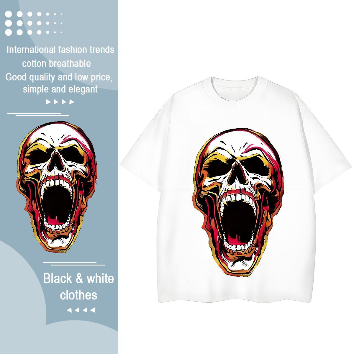 2024 T shirt 230g Cotton Round Neck Short Sleeve Beach scary Lady T shirt Free Shipping Customized Print Wear