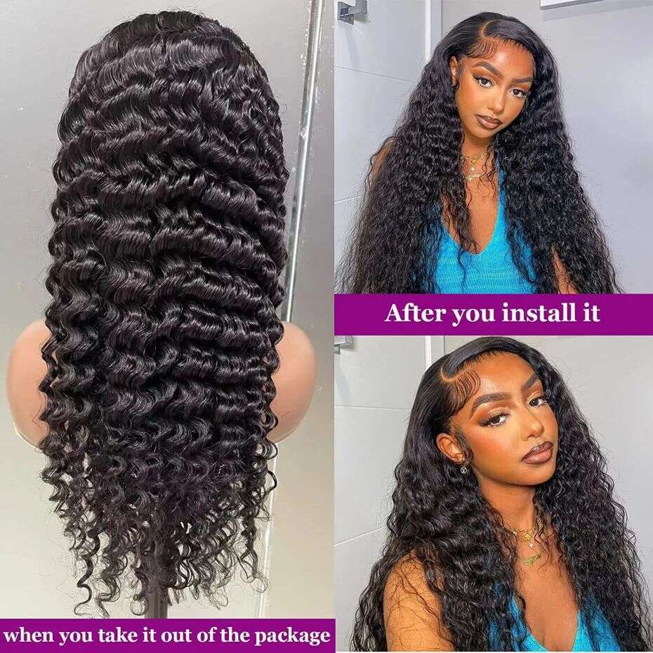 Hair Brazilian Human Wigs x Deep Wave Transparent Lace Frontal Curly