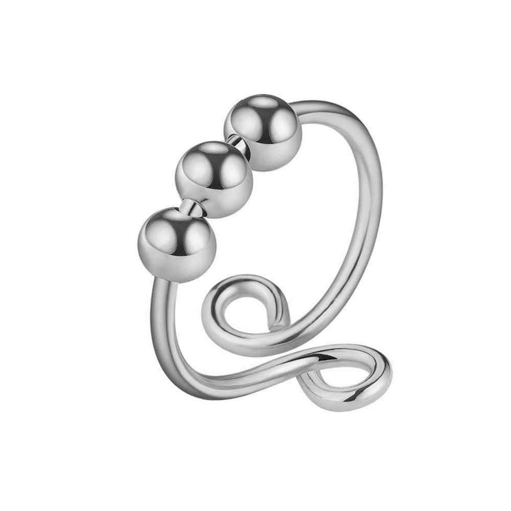 Creative Fidget Ring Free Rotation of Spiral Ring for Men Women 18K Real Silver Gold Plated Anti-Anxiety Relaxing Rings For Anxiety Ladies European Po