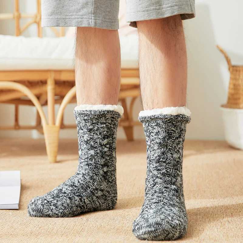 Mens Plus Thicken Cotton Sock Winter Warm Bedroom Shoes Comfortable Sleep Socks Home Non-slip Stocking Holiday Boy Gifts NewXJ241019