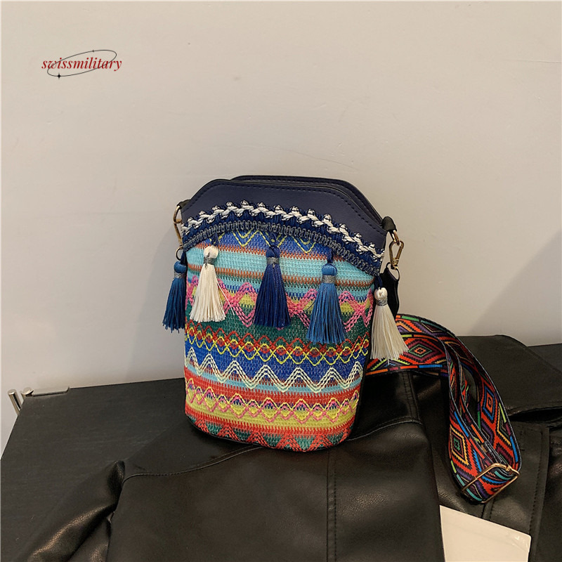 2024 New Ethnic Style Trendy Casual Fashion Bohemian Single Shoulder Bucket Crossbody Bag Handbags #12 swissmilitary