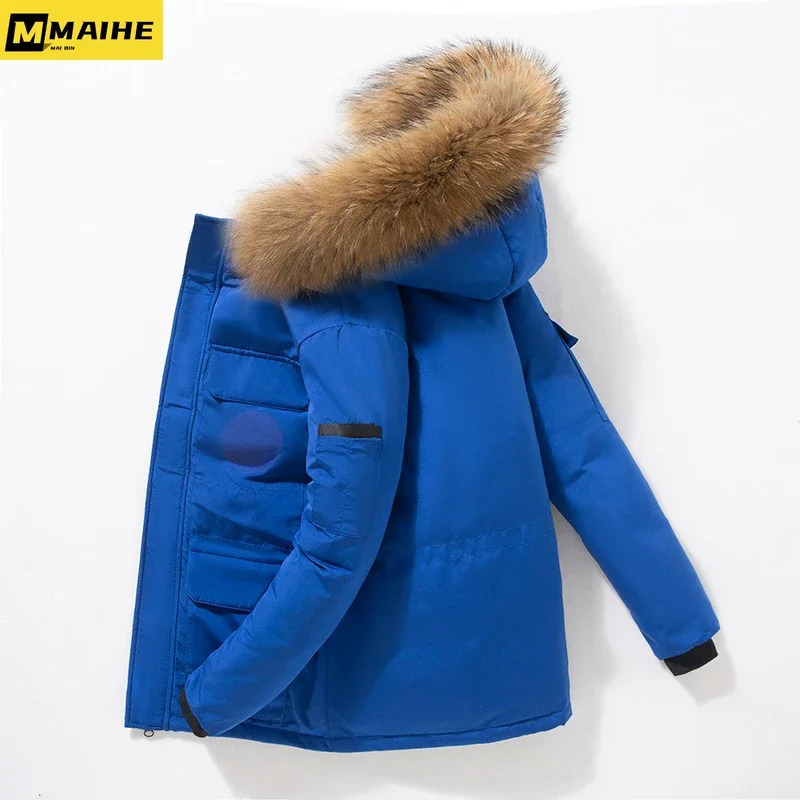 down jacket mens winter warm and lightweight down jacket mens detachable fur collar white duck down apron park 241018