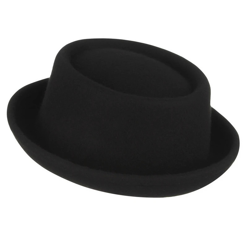 GEMVIE Classic 100% wool soft felt pork pie hat Fedora mens autumn winter wool hat curve Brim mens dress hat 241018