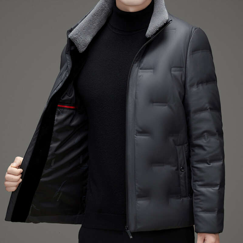 High Quality 2024 Winter Men's Casual White Duck Down Jackets Fur Collar Detachable Warm Puffer Coat Outwear Windproof Thick Top