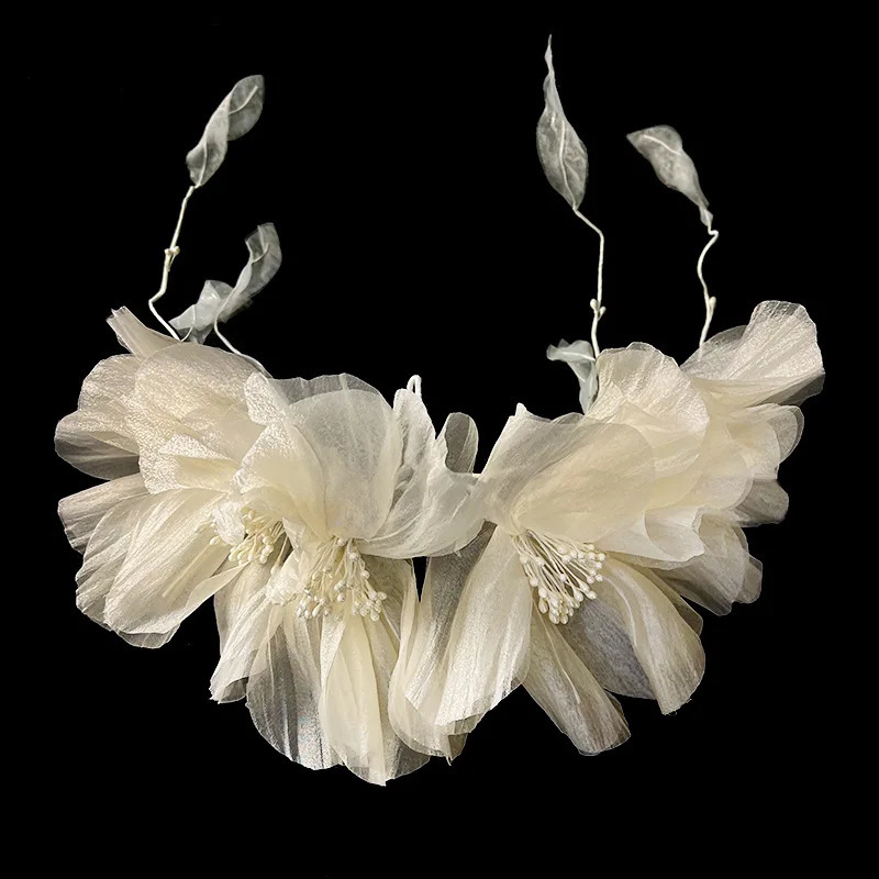 Super Immortal Scalded Crepes Flower Bridal Headwear Wedding Accessories 241018