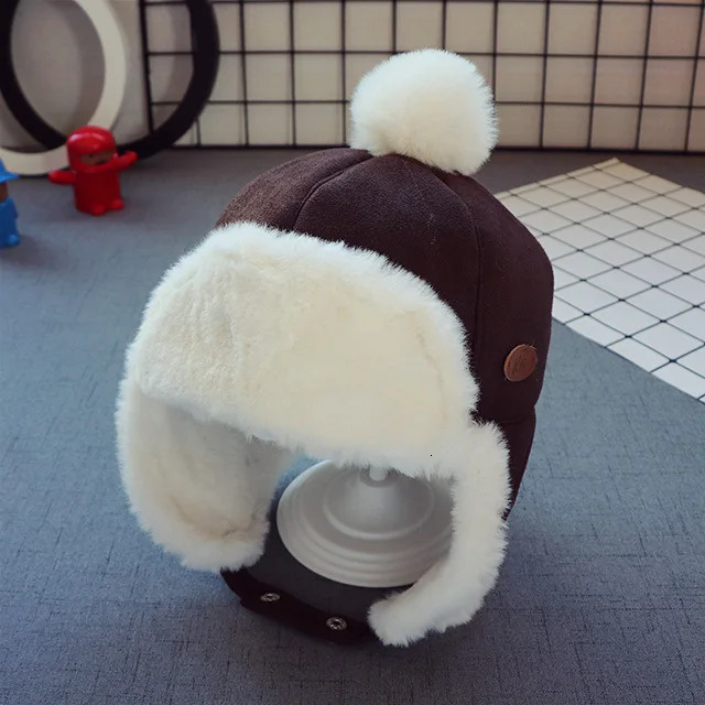 Winter Baby Knitted Hat Childrens Knitted Hat Russian Women Thick Warm Hat Age 1-6 Ushanka Hat 241019