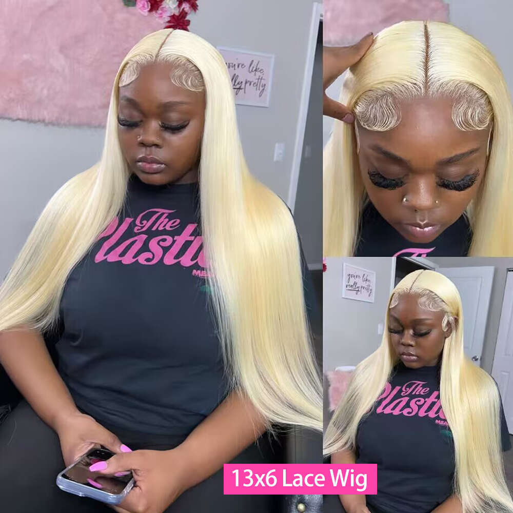 Transparent Blonde HD Straight Density x Lace Front Human Hair Wigs For Women Brazilian Frontal Wig al