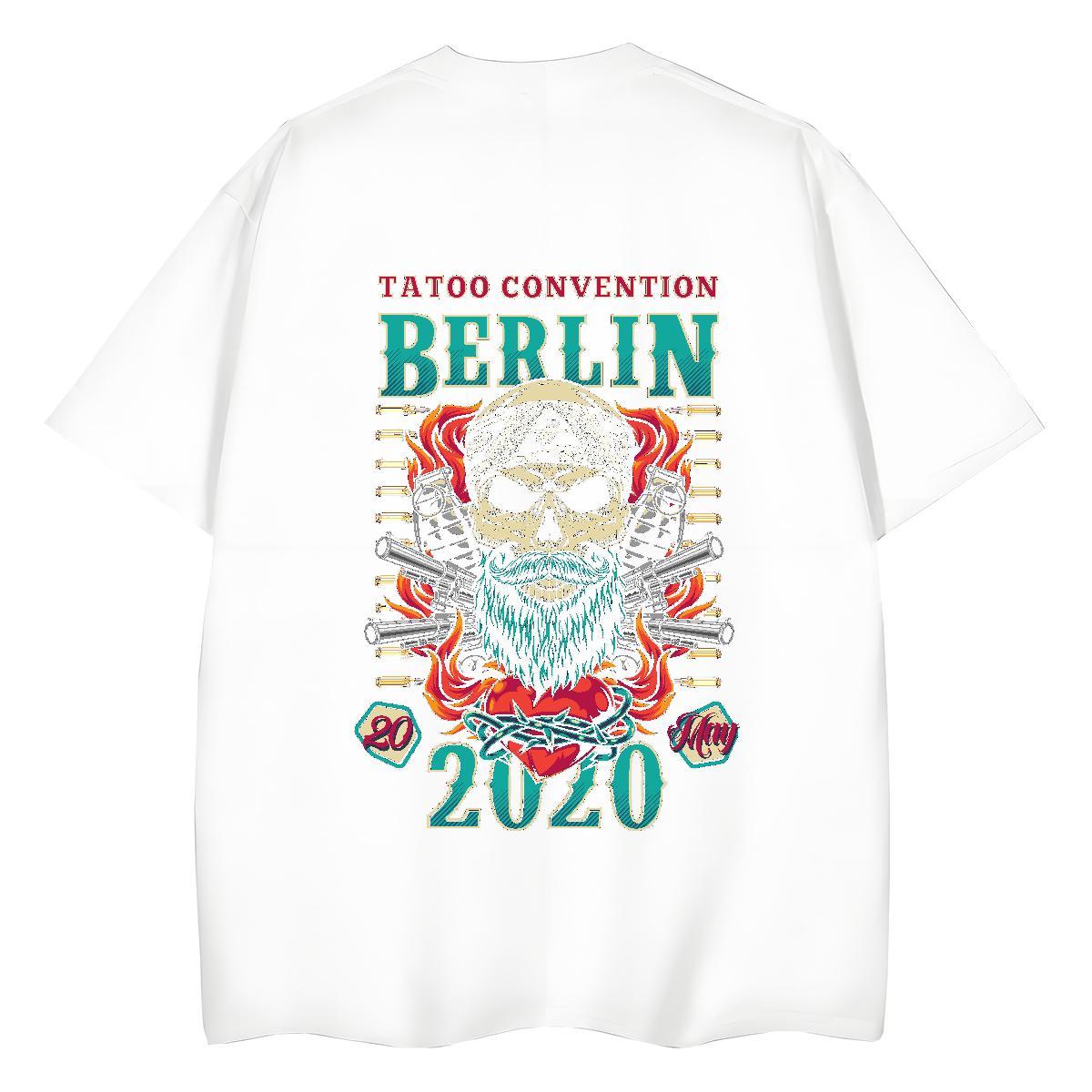 Fashion Casual T-Shirts 230g 100% Cotton Crew Neck Breathable Street Casual skull Couples T Shirts Popular Custom Printed Tops