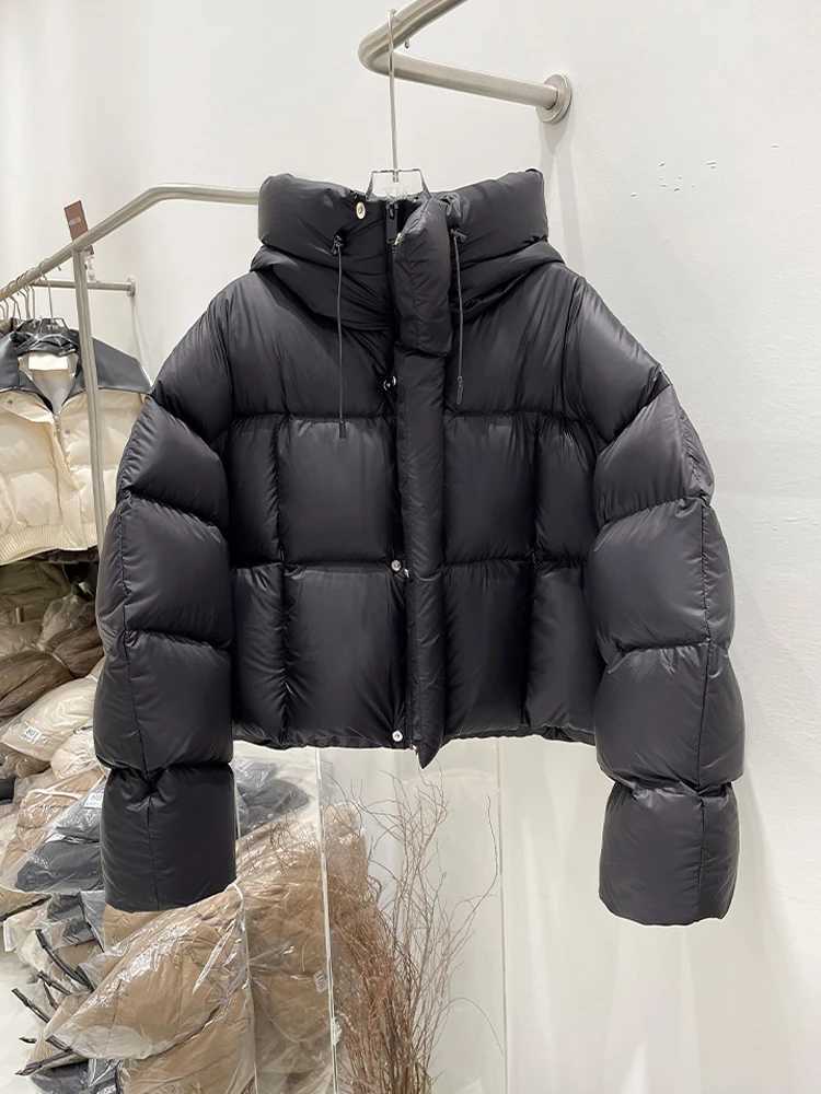 Women's Down Parkas Fashion hooded puff jacket for women 2024 winter long sleeved 90% white duck down jacket for warmth INKEO 3O380 Y2410197MFX