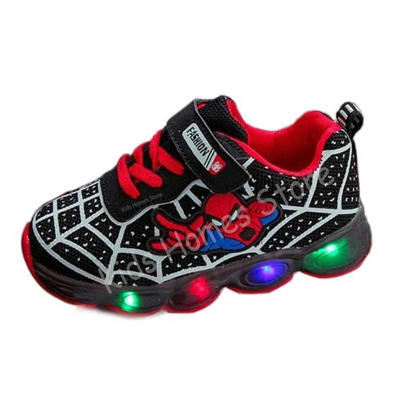 Athletic Outdoor 2024 Boys and Girls New Shining Sneakers Anime Fashion Childrens Shoes LED Lighting Breathable Sports Running Shoes H241019