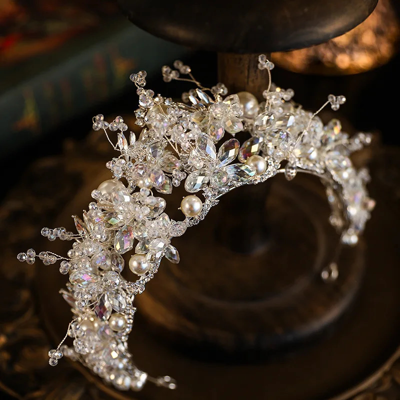 Bridal Headwear Crystal Pearl Wedding Crown Hair Accessories Luxury Bridal Princess Diadem Headwear Party Headwear Jewelry 241018