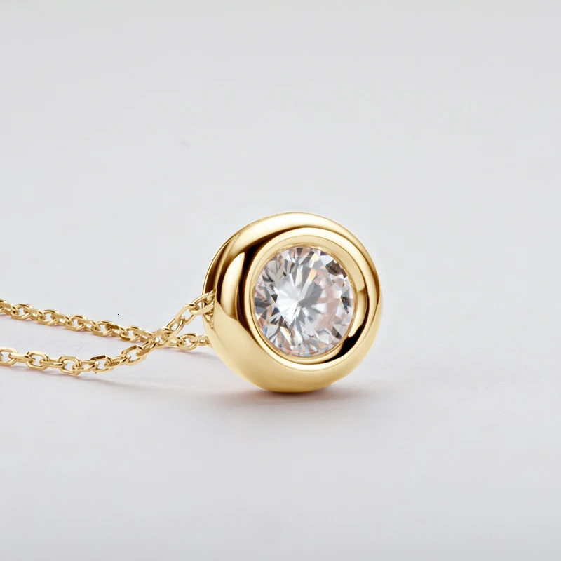 IOGOU Real D VVS1 Necklaces 6.5mm Round Pendant Suitable for Women 100% Silver 925 Gold Color Exquisite Jewelry Wholesale 241018