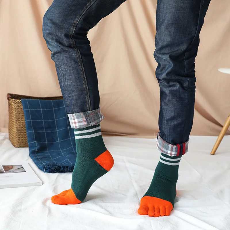 1/4 Pairs Thick 5 Finger Socks Terry Man Winter Cotton Breathable Warm Against Cold Snow Toe Short Floor Sleeping Socks ThermalXJ241019